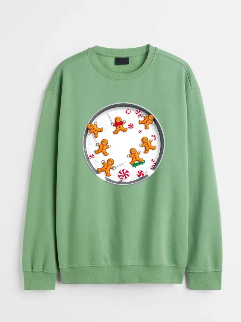 Cute Gingerbread Men Candy Fight Christmas Shirt Sweatshirt - Image 2
