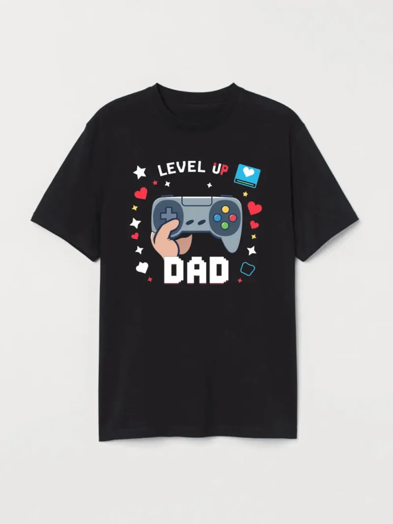 Level Up Dad Gamer Shirt  Cool Video Game Father Gift T-Shirt - Image 2