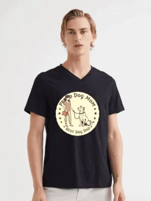 Proud Dog Mom  Best Dog Dad Vintage Badge T-Shirt