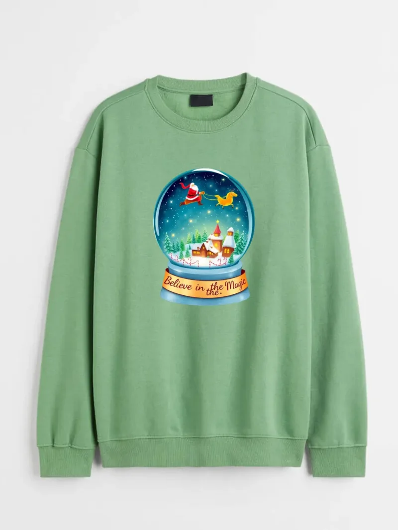 Santa Sleigh In Snow Globe Magic Christmas Shirt Sweatshirt - Image 2