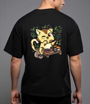 Animal sushi cat lover japanese kawaii cat eating food art t-shirt T-Shirt