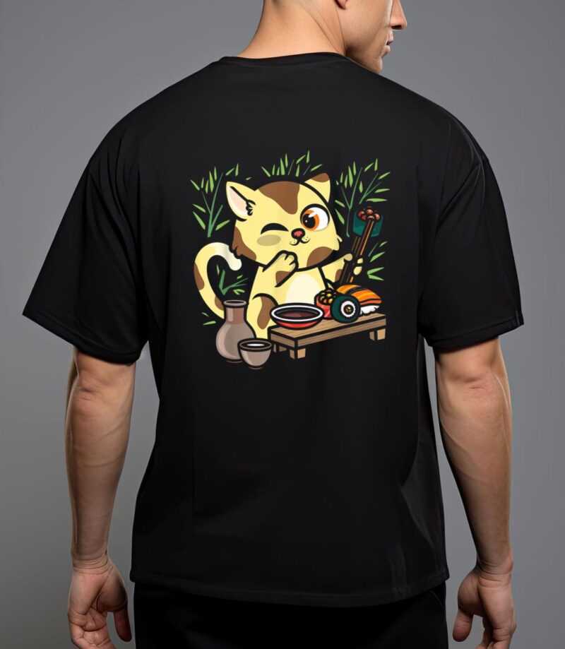 Animal sushi cat lover japanese kawaii cat eating food art t-shirt T-Shirt