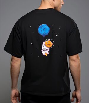 Astronaut cat in space holding planet balloon, cat lover t-shirt T-Shirt