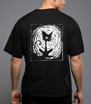 Black cat lazy halloween costume scary creepy t-shirt T-Shirt