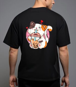Cat boba bubble tea kawaii anime japanese t-shirt T-Shirt
