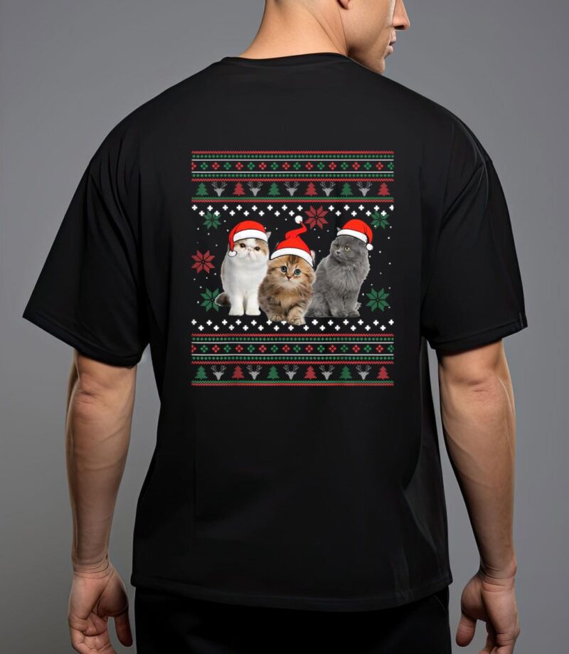 Cat christmas ugly sweater santa hat gifts for cat lover t-shirt T-Shirt