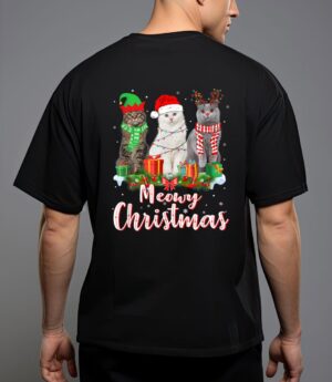 Cat meowy family matching christmas pajamas santa cats xmas t-shirt T-Shirt