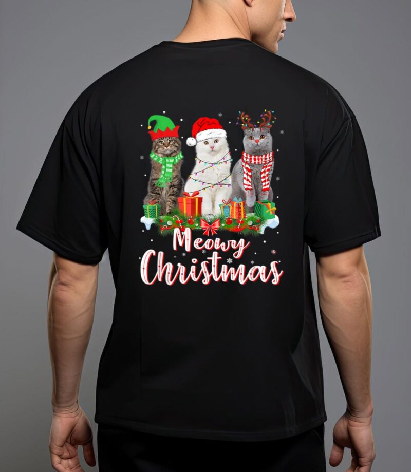 Cat meowy family matching christmas pajamas santa cats xmas t-shirt T-Shirt