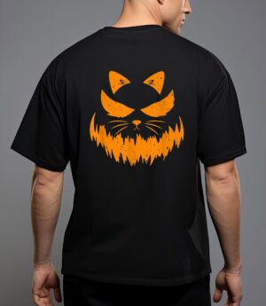 Cat scary pumpkin face jack o lantern halloween costume t-shirt T-Shirt