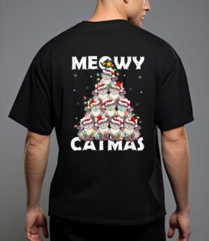 Cat xmas lights santa meowy catmas cat christmas ree t-shirt T-Shirt