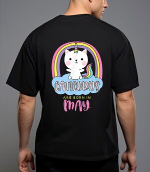 Caticorns are born in may birthday cat unicorn rainbow cute t-shirt T-Shirt