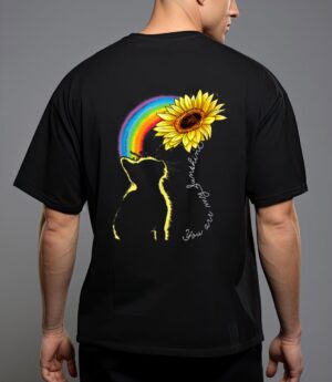 Cats are my sunshine sunflower rainbow funny cat lovers gift t-shirt T-Shirt