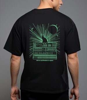 Cats on synthesizers in space t-shirt T-Shirt