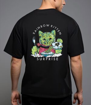 Cats rainbow kitten surprise cute eat retro animals vintage t-shirt T-Shirt