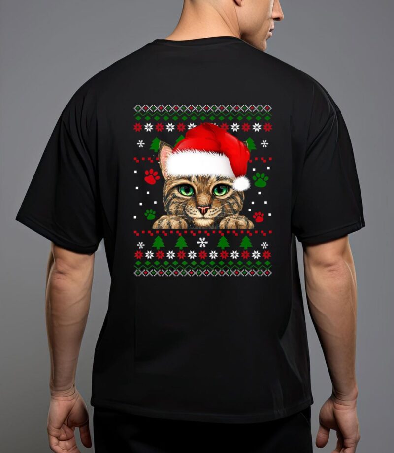 Christmas cat santa hat merry catmas ugly christmas sweater premium t-shirt T-Shirt