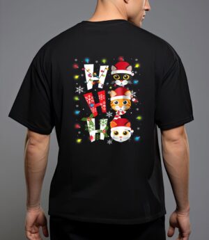 Christmas ho ho ho cat lovers lights pajamas funny xmas t-shirt T-Shirt
