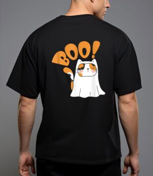 Cut cat ghost halloween boo saying t-shirt T-Shirt