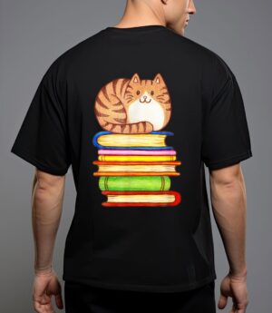 Cute cat books graphic women s book lovers eacher t-shirt T-Shirt