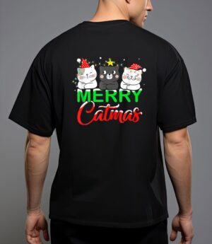 Cute cat lover xmas lights santa merry catmas cat christmas t-shirt T-Shirt