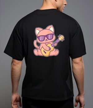 Cute cat with sunglasses playing on a guitar t-shirt T-Shirt