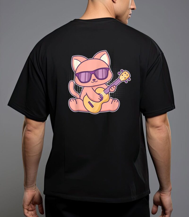 Cute cat with sunglasses playing on a guitar t-shirt T-Shirt