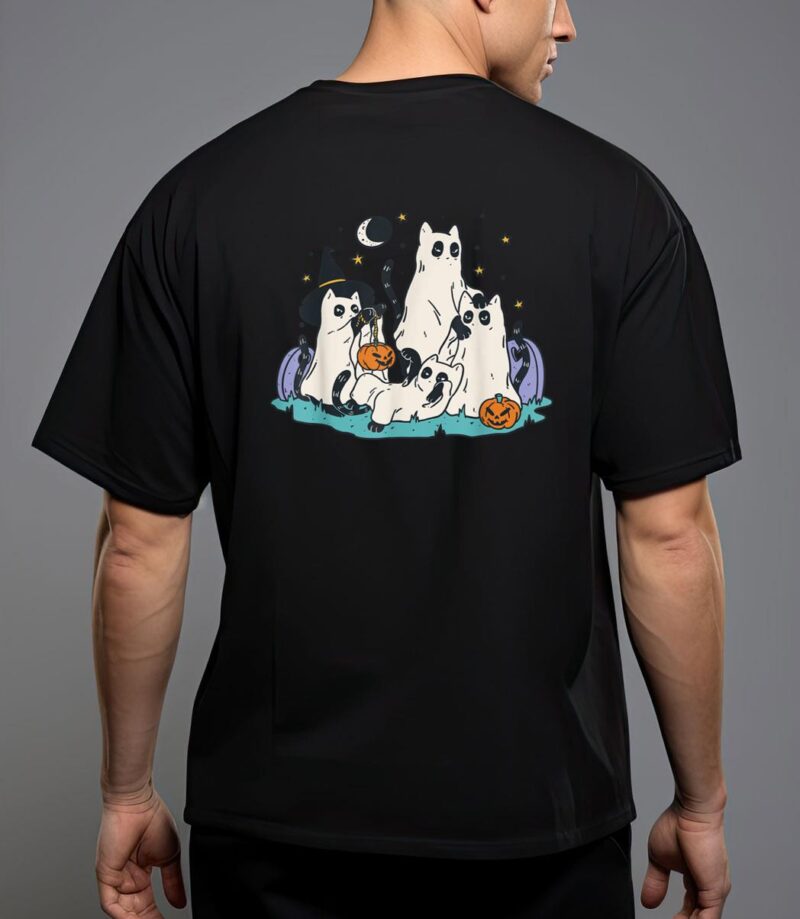 Cute ghost cats cat ghosts funny halloween outfit costumes t-shirt T-Shirt