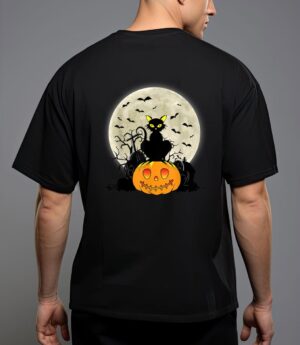 Cute halloween black cat witch hat pumpkin t-shirt T-Shirt