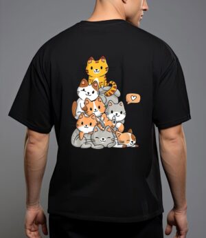 Cute kawaii cat kitty meowtain cats pile chibi women girls t-shirt T-Shirt