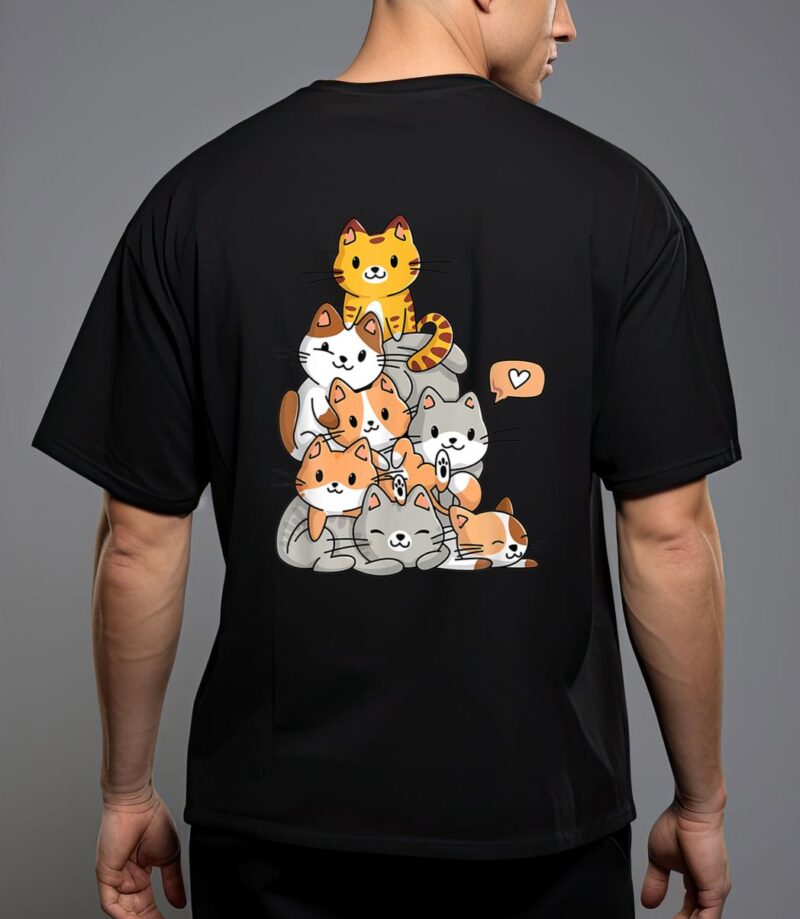 Cute kawaii cat kitty meowtain cats pile chibi women girls t-shirt T-Shirt