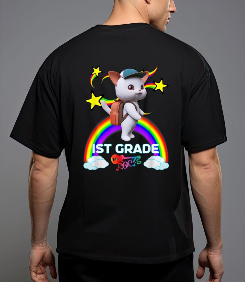 Cute kitten cat backpack baseball cap 1s grade rocks t-shirt T-Shirt