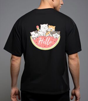 Cute kitten in watermelon cute cat family cat motif t-shirt T-Shirt