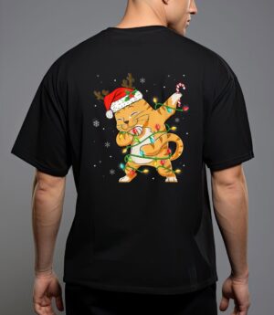 Dabbing cat santa christmas kids boys girls catmas xmas t-shirt T-Shirt