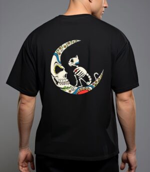 Dia de los muertos crescent moon and cat sugar skull t-shirt T-Shirt