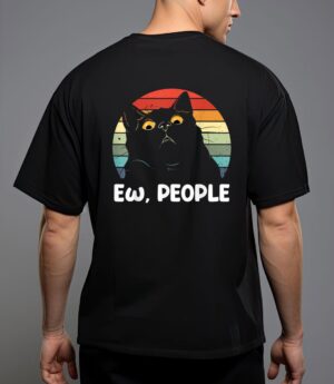 Ew people funny black cat lover for women men fun cat saying t-shirt T-Shirt