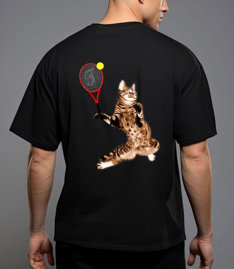 Funny tennis game t-shirt funny cat racket for men women t-shirt T-Shirt