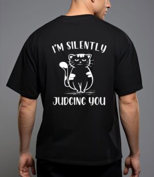 Funny black cat i'm silently judging you retro t-shirt T-Shirt