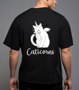 Funny caticorn cat unicorn meow kitty funny black cat t-shirt T-Shirt