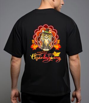 Funny maine coon cat urkey happy hanksgiving t-shirt T-Shirt