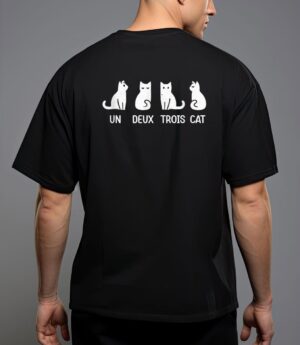 Funny meow kitty un deux trois cat funny black cat t-shirt T-Shirt