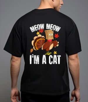 Funny thanksgiving cool turkey fake cat t-shirt T-Shirt