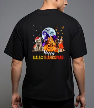 Happy-thanksgiving cat happy-hallothanksmas cute-cats t-shirt T-Shirt