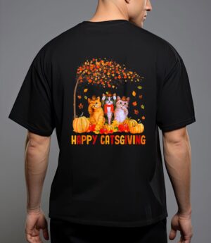 Happy catsgiving cute thanksgiving cat lovers cat t-shirt T-Shirt