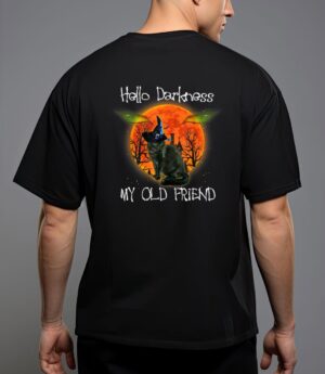 Hello darkness my old friend halloween black cat t-shirt T-Shirt