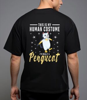 His is my human costume i m really a pengucat penguin cat t-shirt T-Shirt