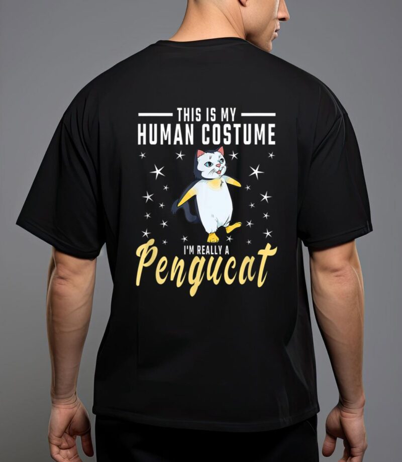 His is my human costume i m really a pengucat penguin cat t-shirt T-Shirt
