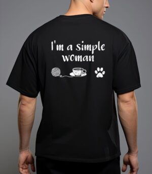 I m a simple woman loves knitting coffee dog cat paw t-shirt T-Shirt
