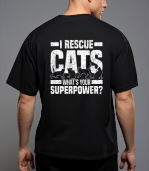 I rescue cats what s your superpower usa flag rescue cat t-shirt T-Shirt