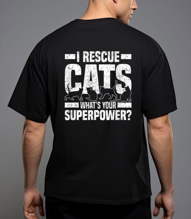 I rescue cats what s your superpower usa flag rescue cat t-shirt T-Shirt
