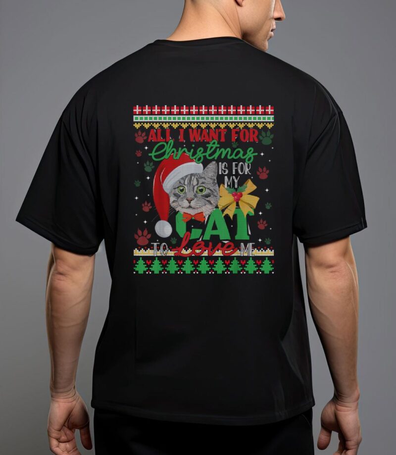 I want for christmas is for my cat to love me t-shirt T-Shirt