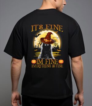It 'fine i'm fine everything is fine halloween cat lover t-shirt T-Shirt
